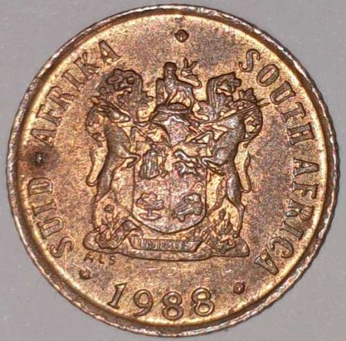 1988 - 1 CENT COIN (ONE CENT COIN) - RSA - BRONZE - KM#82 - BILINGUAL LEGEND - SPARROWS